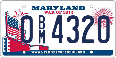 MD license plate 0BM4320
