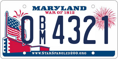 MD license plate 0BM4321