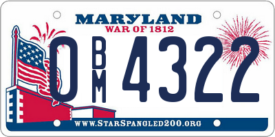 MD license plate 0BM4322