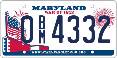MD license plate 0BM4332