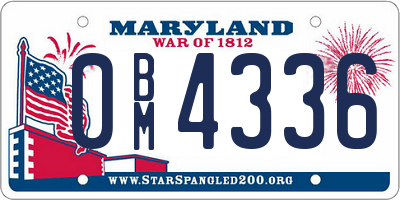 MD license plate 0BM4336
