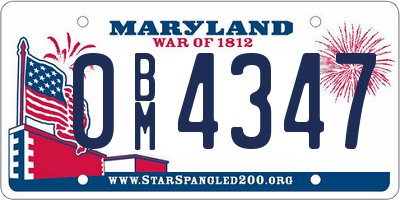 MD license plate 0BM4347