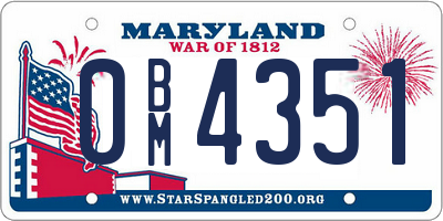 MD license plate 0BM4351