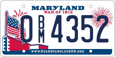 MD license plate 0BM4352