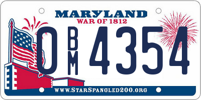 MD license plate 0BM4354