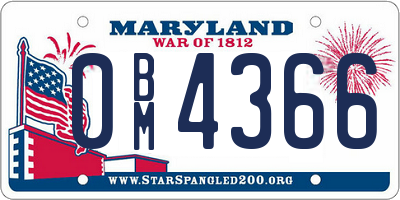 MD license plate 0BM4366