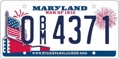 MD license plate 0BM4371