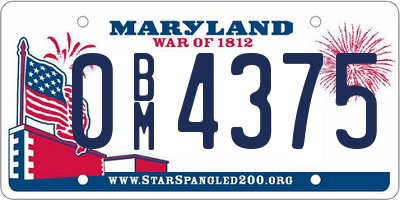 MD license plate 0BM4375