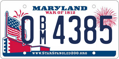MD license plate 0BM4385