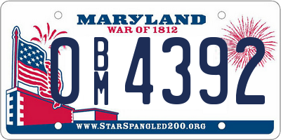 MD license plate 0BM4392