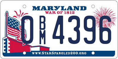 MD license plate 0BM4396