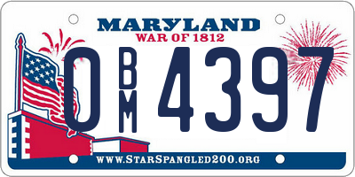 MD license plate 0BM4397