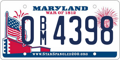 MD license plate 0BM4398