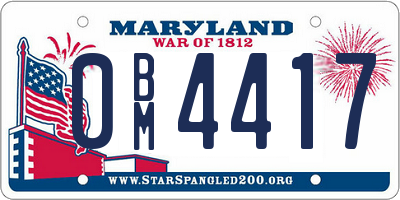 MD license plate 0BM4417