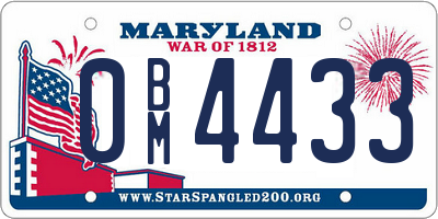 MD license plate 0BM4433