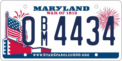 MD license plate 0BM4434