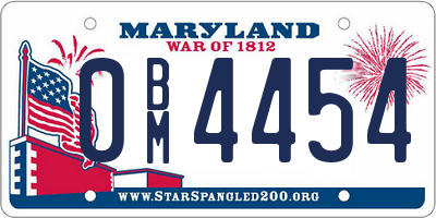 MD license plate 0BM4454