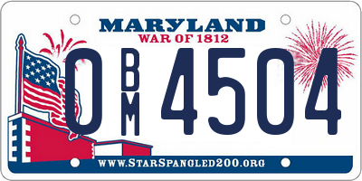 MD license plate 0BM4504