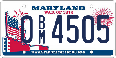 MD license plate 0BM4505