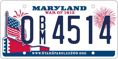 MD license plate 0BM4514