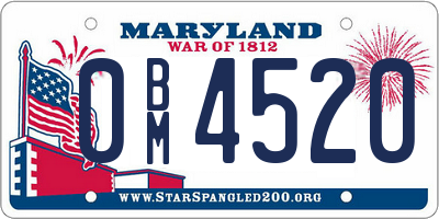 MD license plate 0BM4520