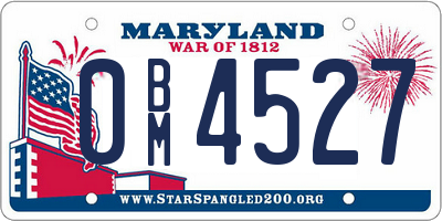 MD license plate 0BM4527