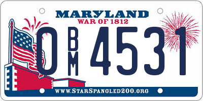 MD license plate 0BM4531