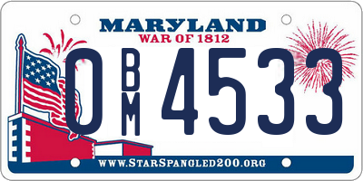 MD license plate 0BM4533
