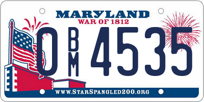 MD license plate 0BM4535