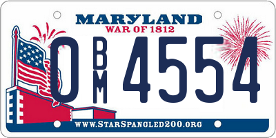 MD license plate 0BM4554