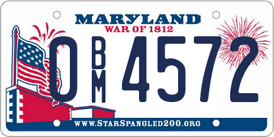 MD license plate 0BM4572