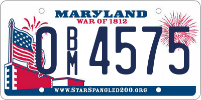 MD license plate 0BM4575