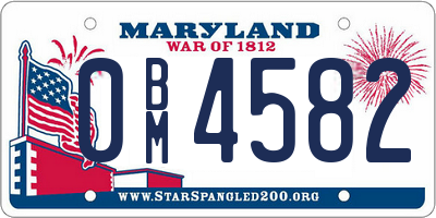 MD license plate 0BM4582