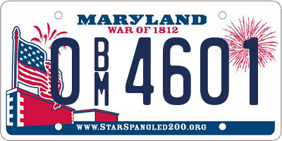 MD license plate 0BM4601