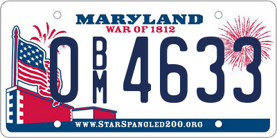 MD license plate 0BM4633