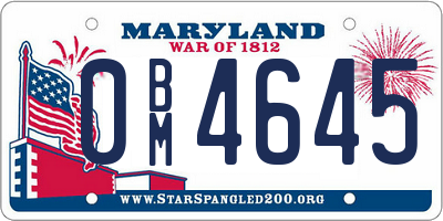 MD license plate 0BM4645