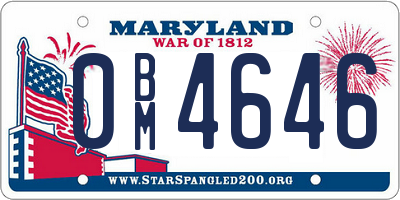 MD license plate 0BM4646