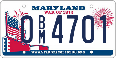 MD license plate 0BM4701