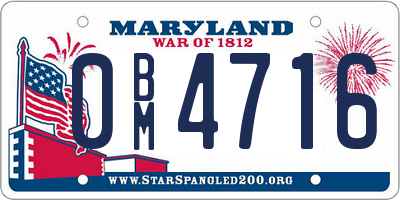 MD license plate 0BM4716