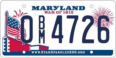 MD license plate 0BM4726