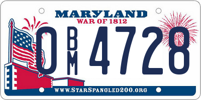 MD license plate 0BM4728
