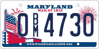 MD license plate 0BM4730