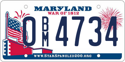 MD license plate 0BM4734