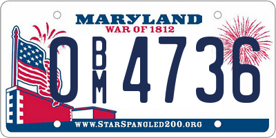 MD license plate 0BM4736