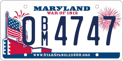 MD license plate 0BM4747
