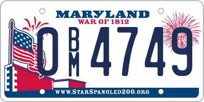 MD license plate 0BM4749