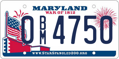 MD license plate 0BM4750