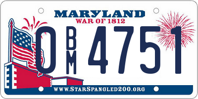 MD license plate 0BM4751