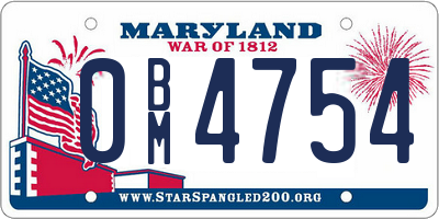 MD license plate 0BM4754