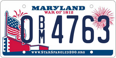 MD license plate 0BM4763